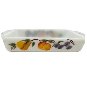 VTG Anchor Hocking Fire King Baking Casserole Pan Dish Hand Painted 10x6.5